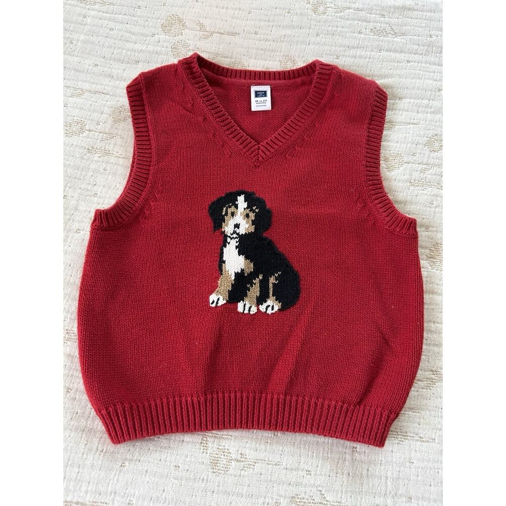 Janie And Jack Dog Intarsia Vest 18-24 Months Excellent